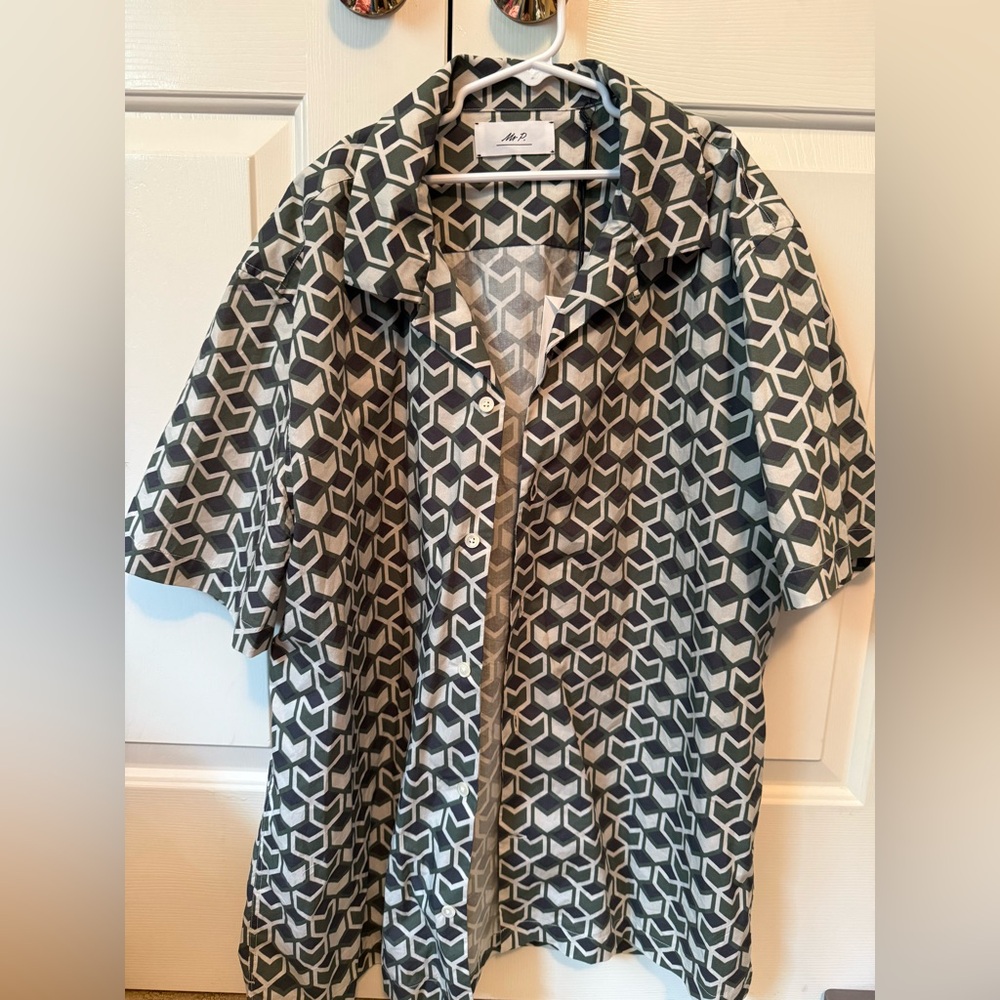 Mr Porter Black and White Patterned Button-Up Shirt